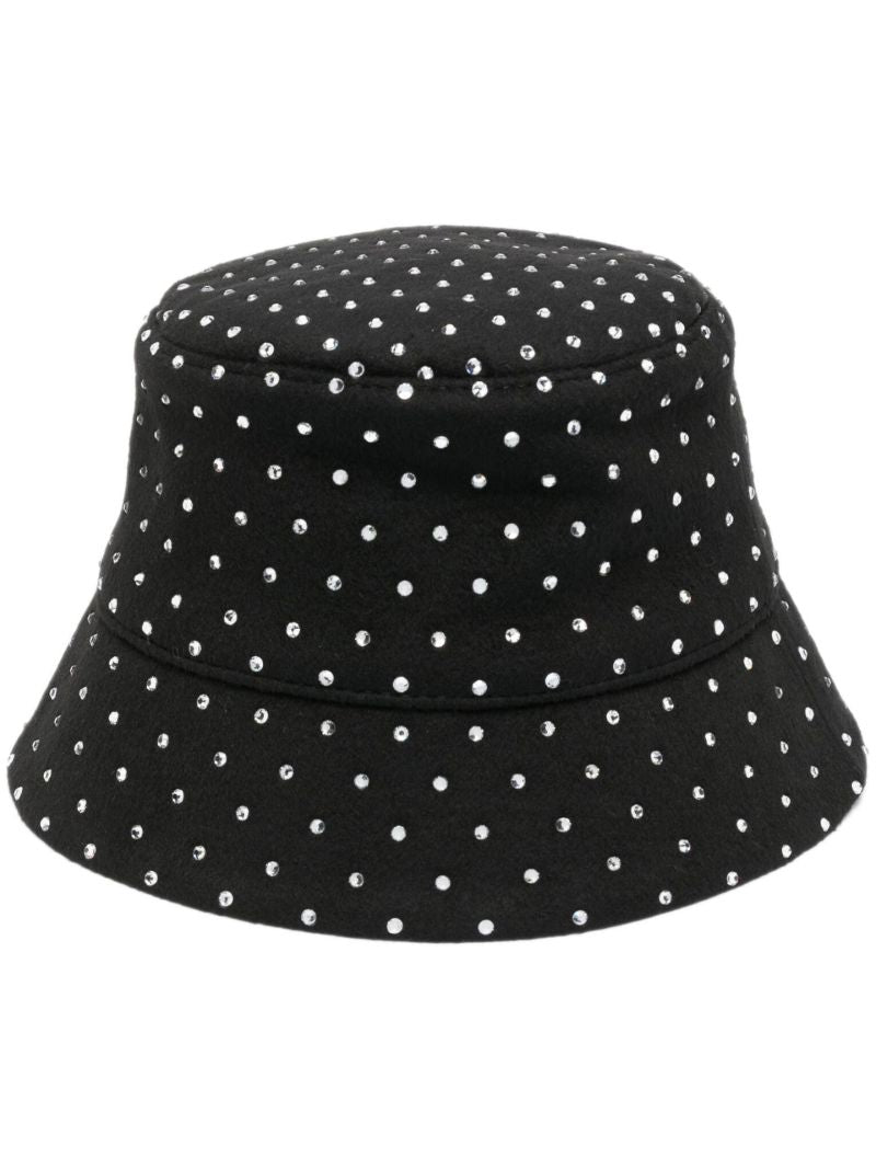 Black Embellished Wool Bucket Hat