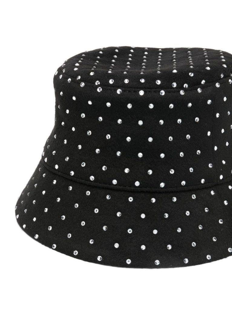 Black Embellished Wool Bucket Hat