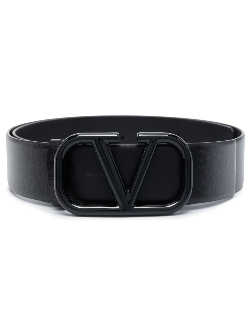 Black Vlogo Reversible Leather Belt