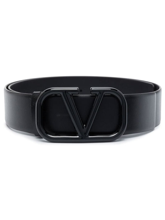Black Vlogo Reversible Leather Belt