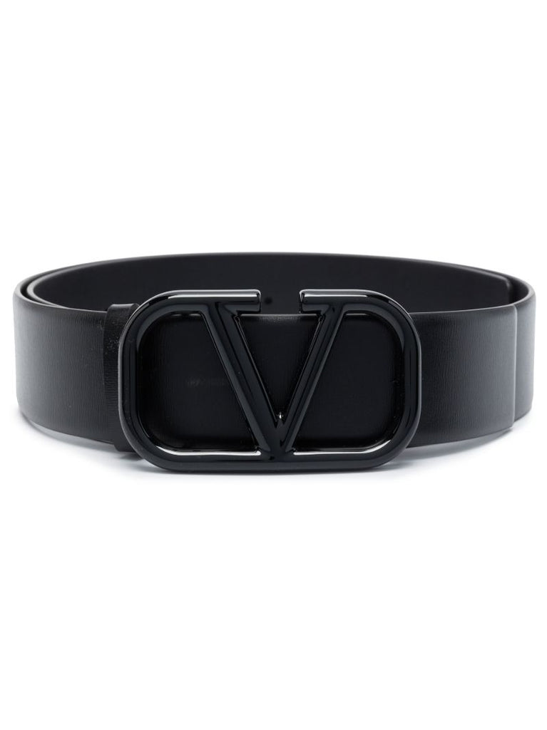 Black Vlogo Reversible Leather Belt