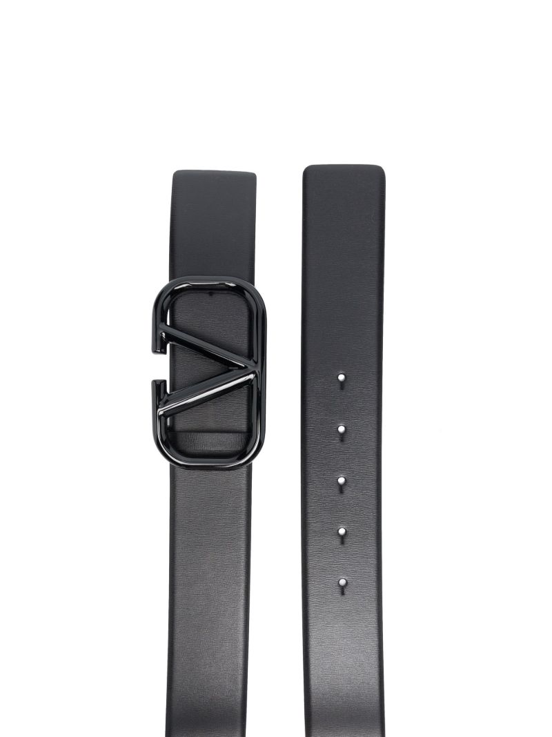 Black Vlogo Reversible Leather Belt