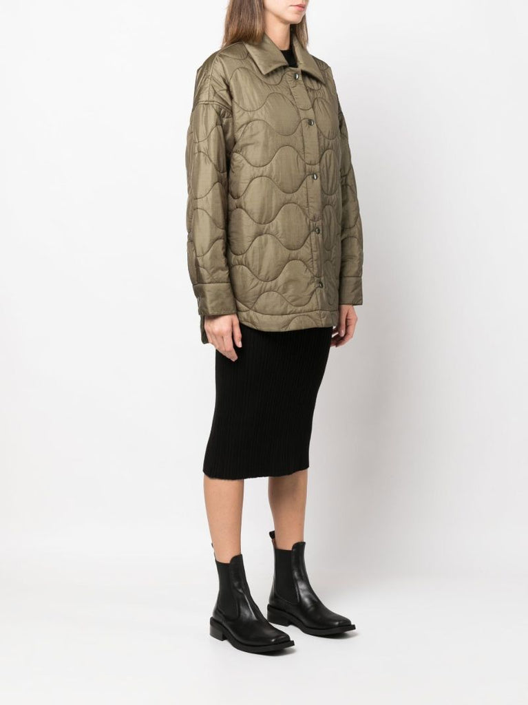 Green Wren Quilted Shirt Jacket