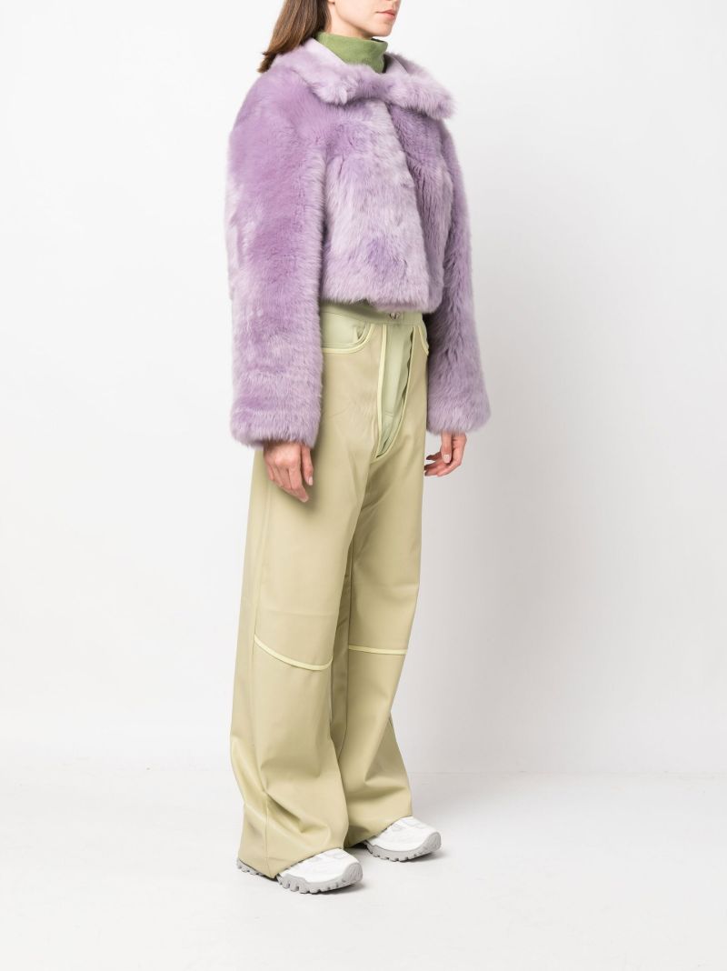 Purple Tilly Cropped Shearling Jacket