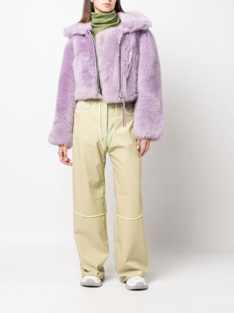 Purple Tilly Cropped Shearling Jacket