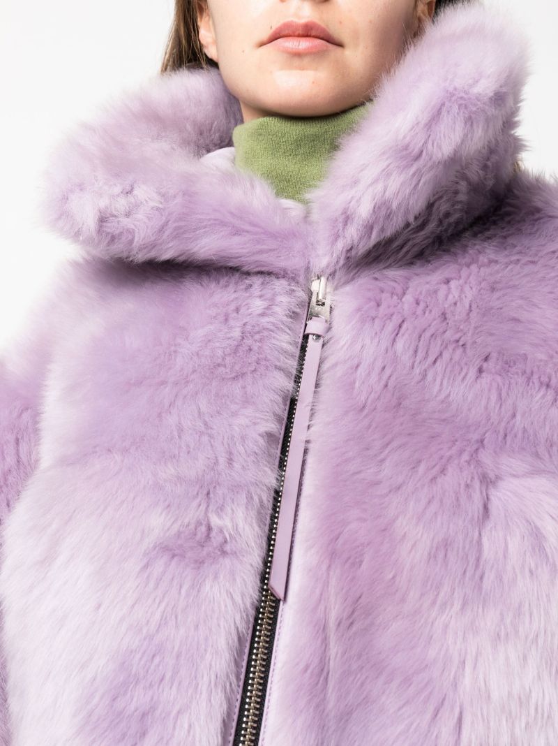 Purple Tilly Cropped Shearling Jacket