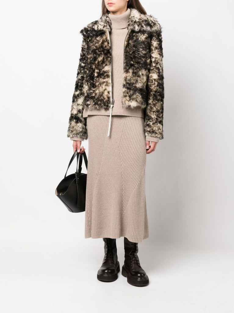 Black and White Callie Reversible Shearling Jacket