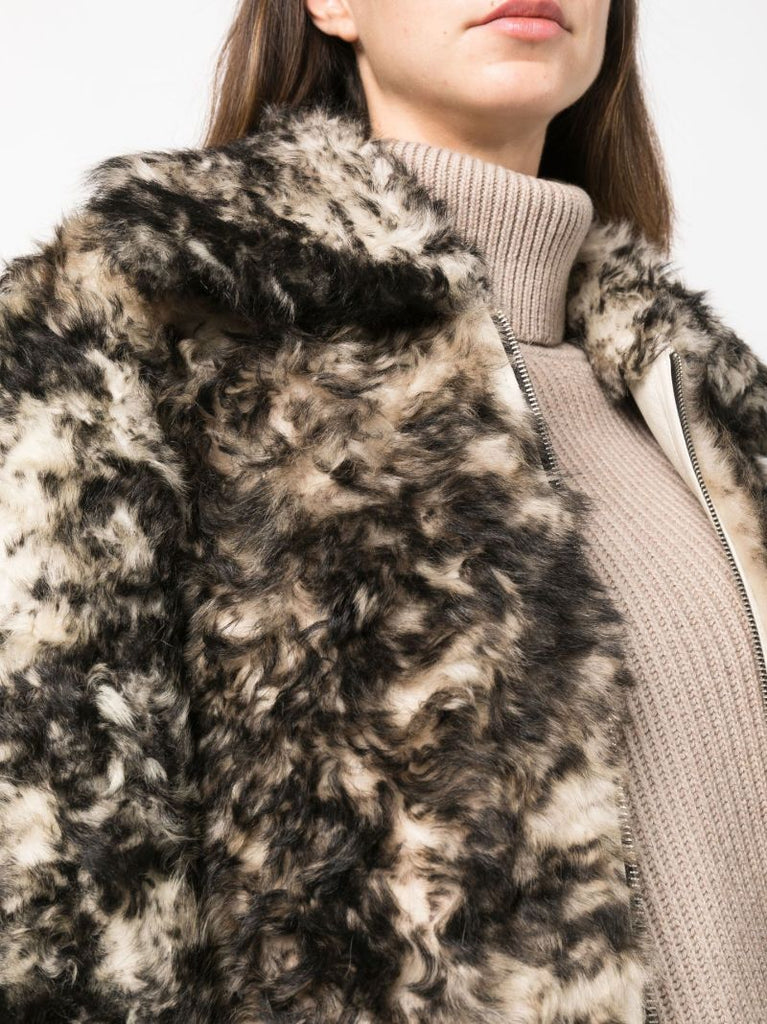 Black and White Callie Reversible Shearling Jacket