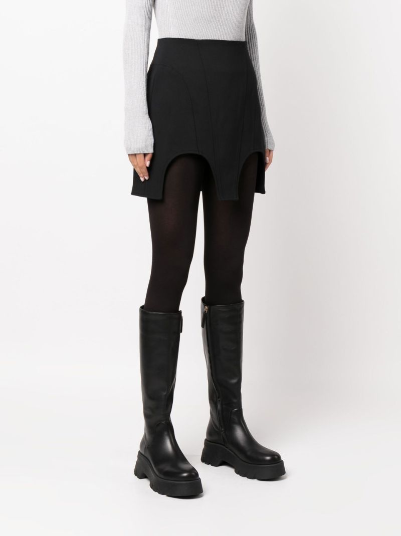 Black Double Arch Mini Skirt