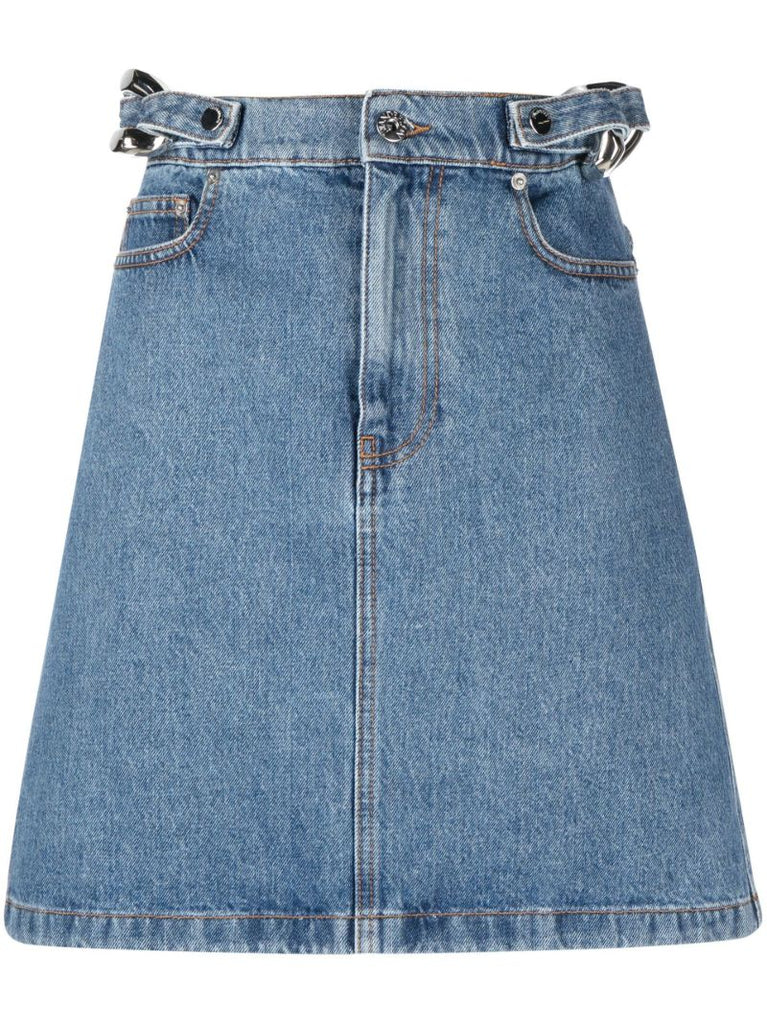Blue Chain Link Denim Skirt