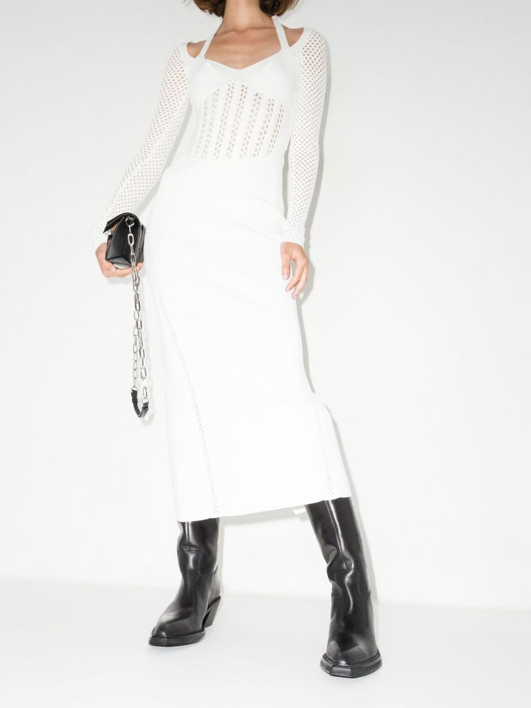 White Column Corset Midi Dress