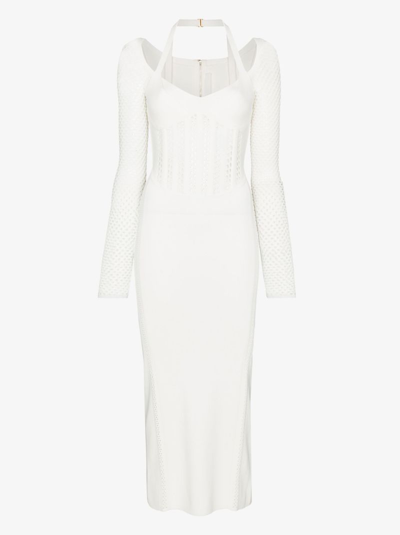 White Column Corset Midi Dress