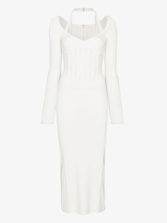 White Column Corset Midi Dress