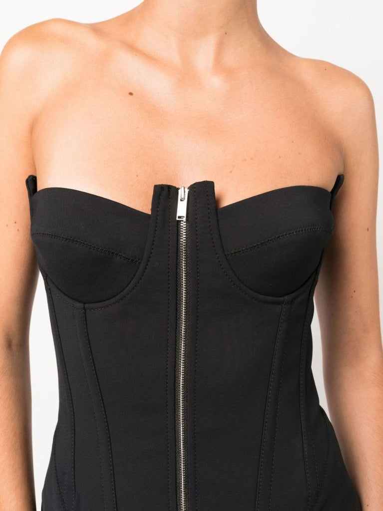 Black Double Arch Bustier Mini Dress