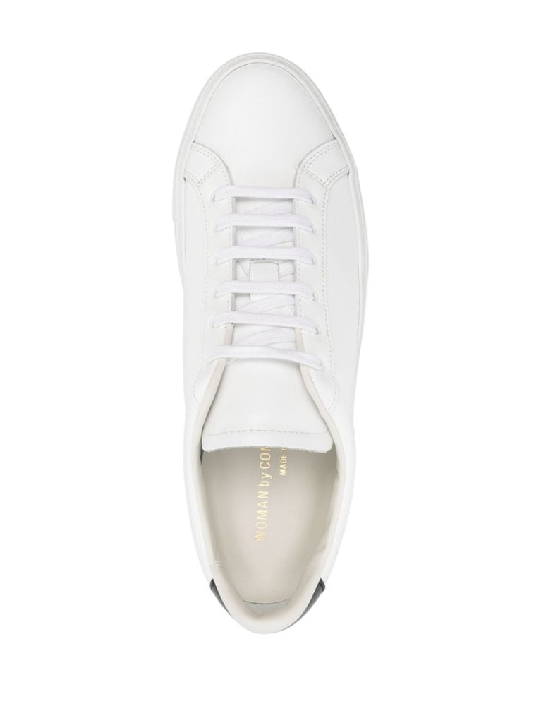 White Retro Leather Low-top Sneakers