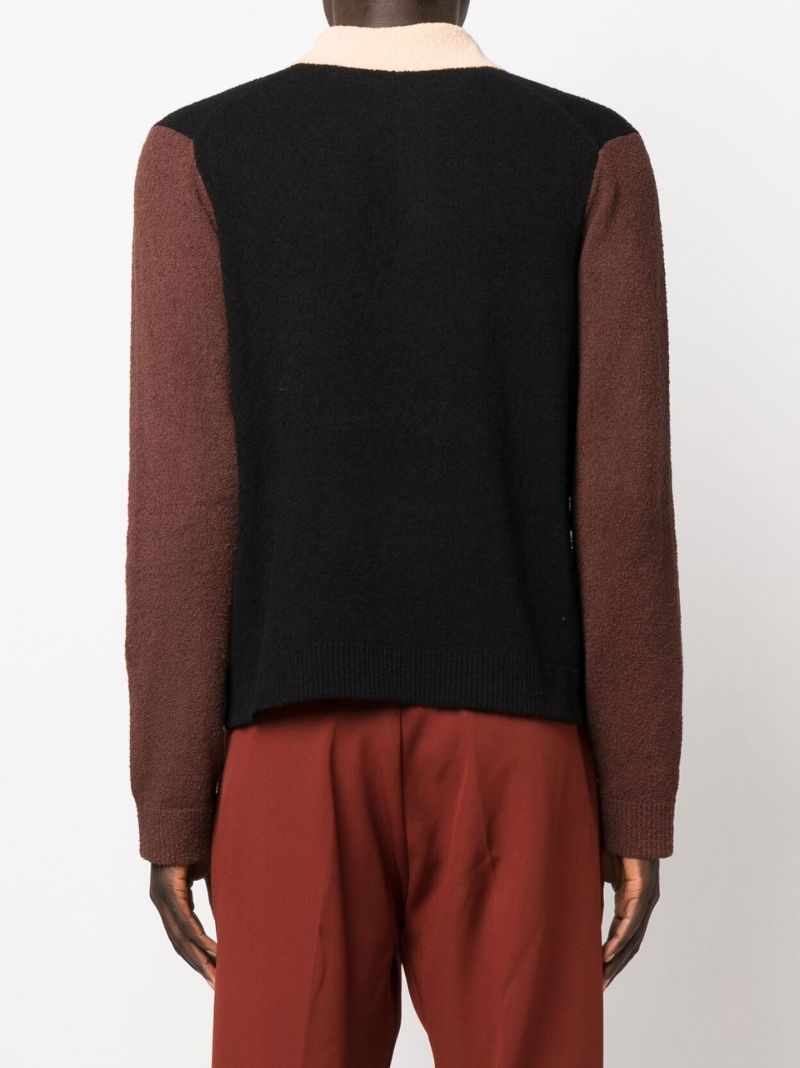 Black Saber Colourblock Long Sleeve Polo Shirt