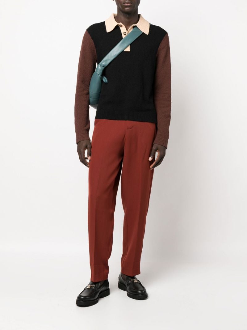 Black Saber Colourblock Long Sleeve Polo Shirt