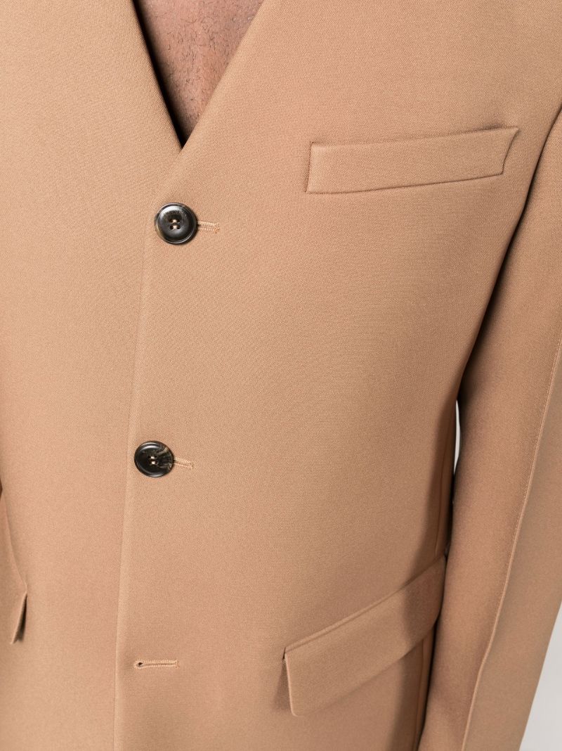Brown Jessim Collarless Single-breasted Blazer