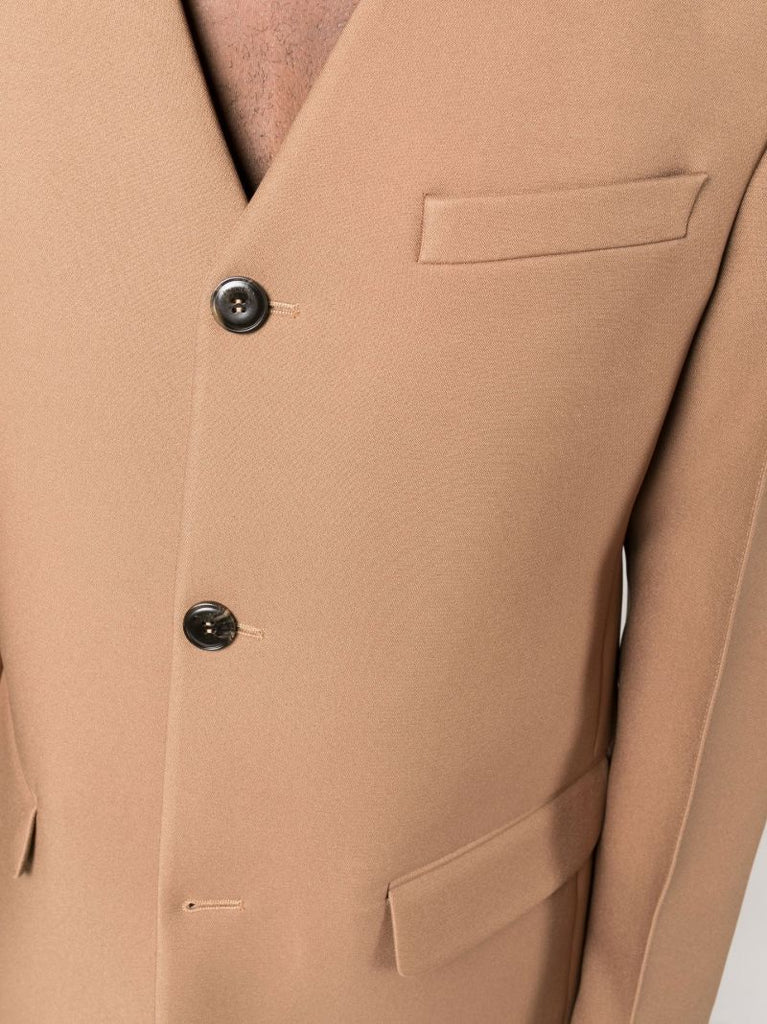 Brown Jessim Collarless Single-breasted Blazer