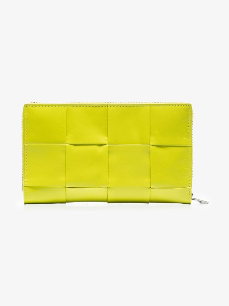 Green Intrecciato Zipped Leather Wallet