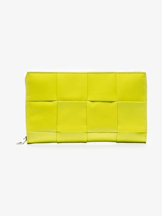 Green Intrecciato Zipped Leather Wallet