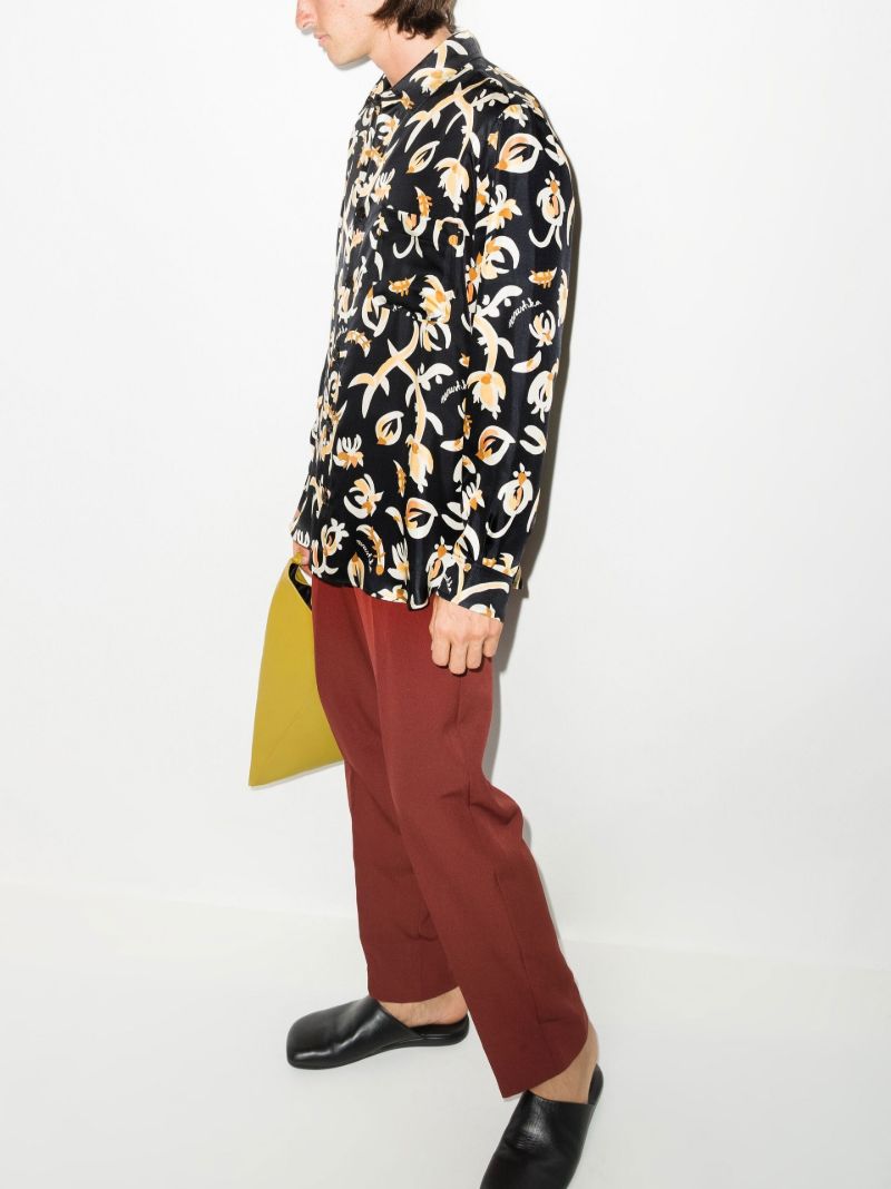 Black Jari Floral Print Cotton Shirt