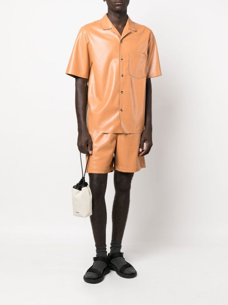 Orange Bodil Faux Leather Shirt