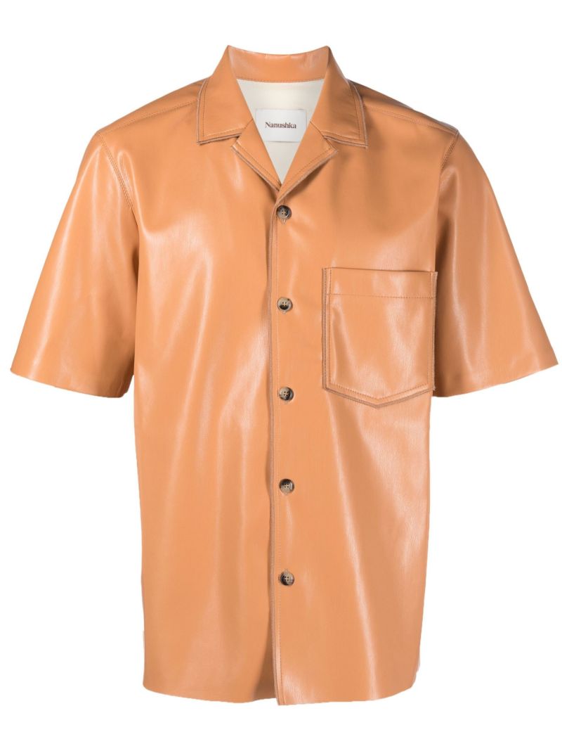 Orange Bodil Faux Leather Shirt