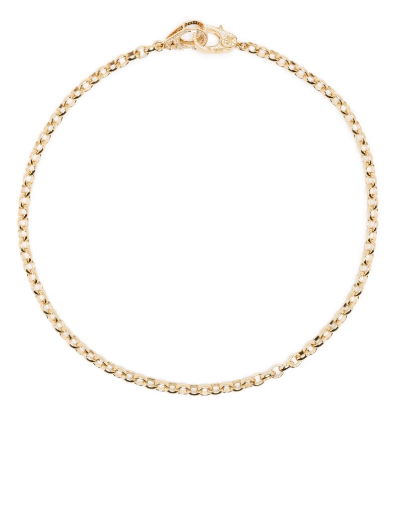 18k Yellow Gold Heavy Belcher Sister Hook Choker Diamond Necklace