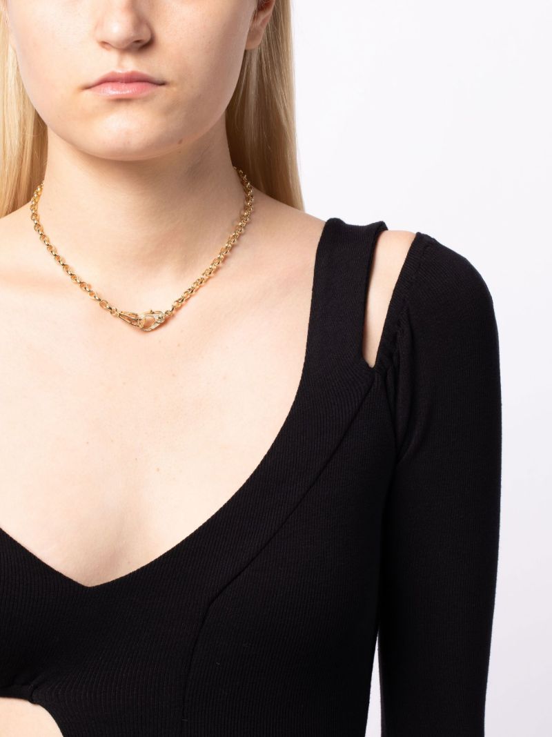 18k Yellow Gold Heavy Belcher Sister Hook Choker Diamond Necklace