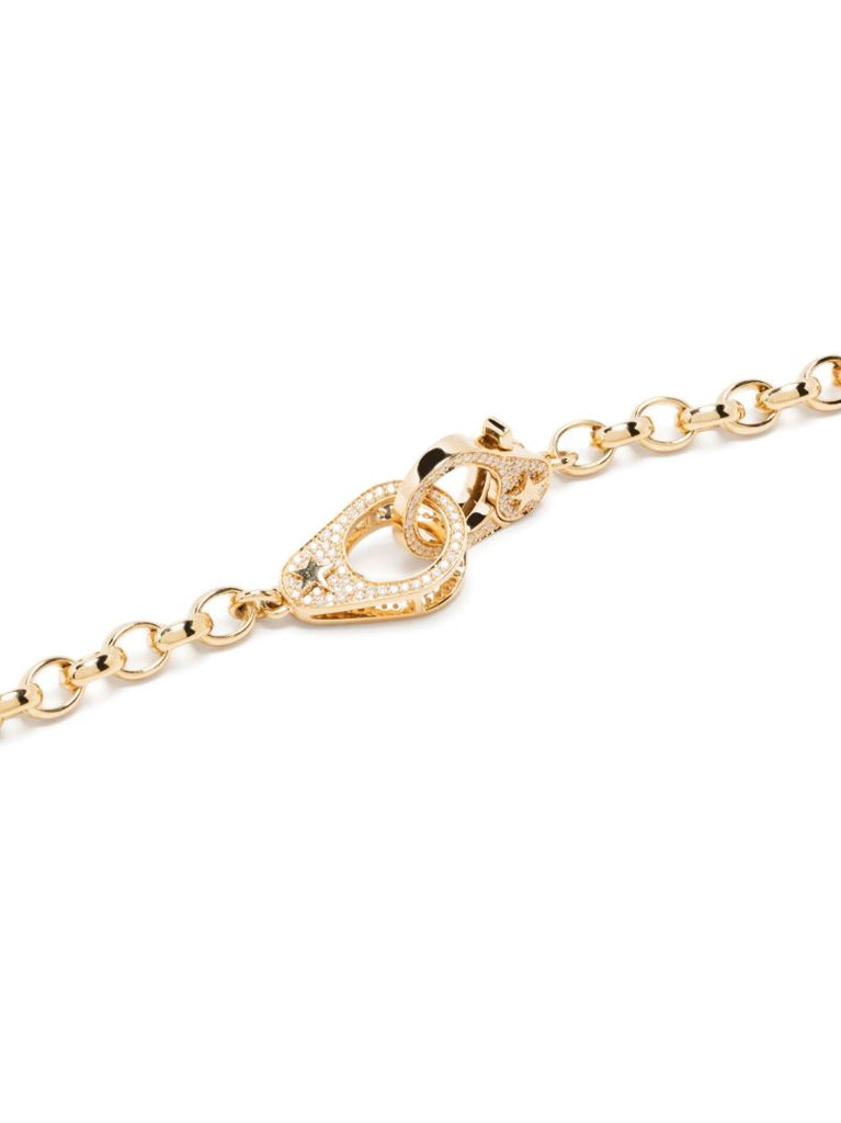 18k Yellow Gold Heavy Belcher Sister Hook Choker Diamond Necklace