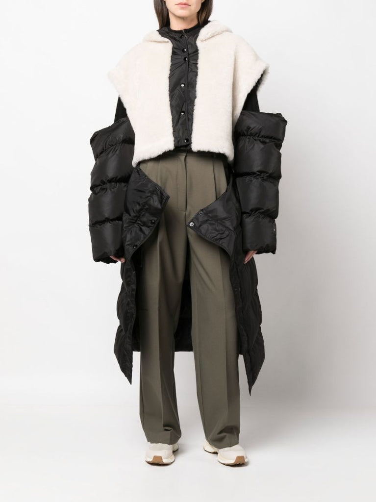 Black Ember Detachable Panel Shearling Puffer
