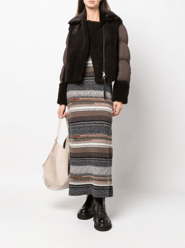 Brown Lena Shearling Puffer Jacket
