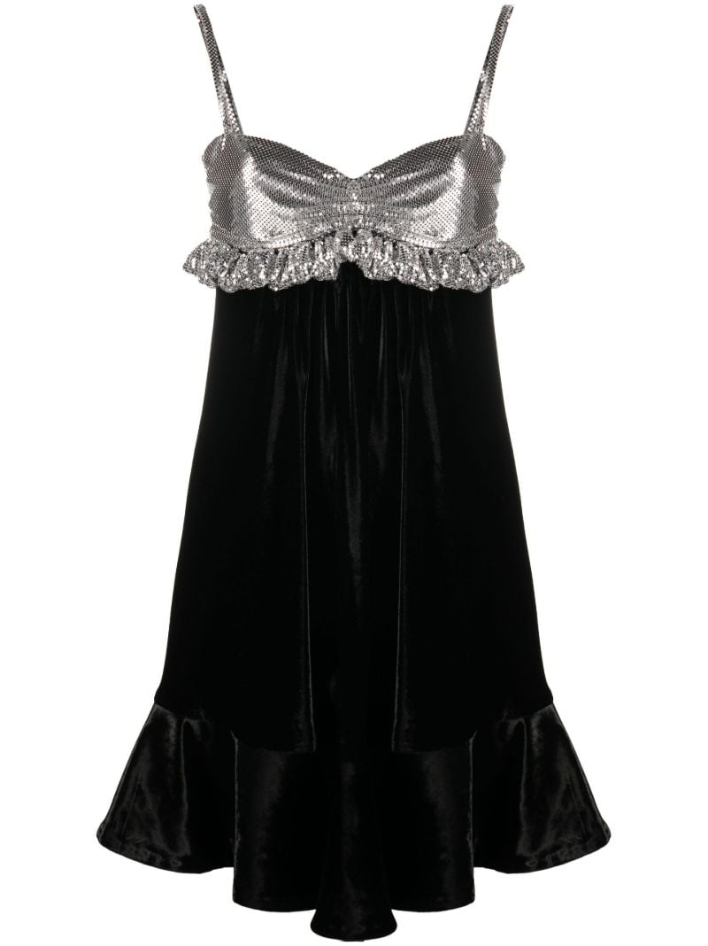 Black Embellished Velvet Mini Dress