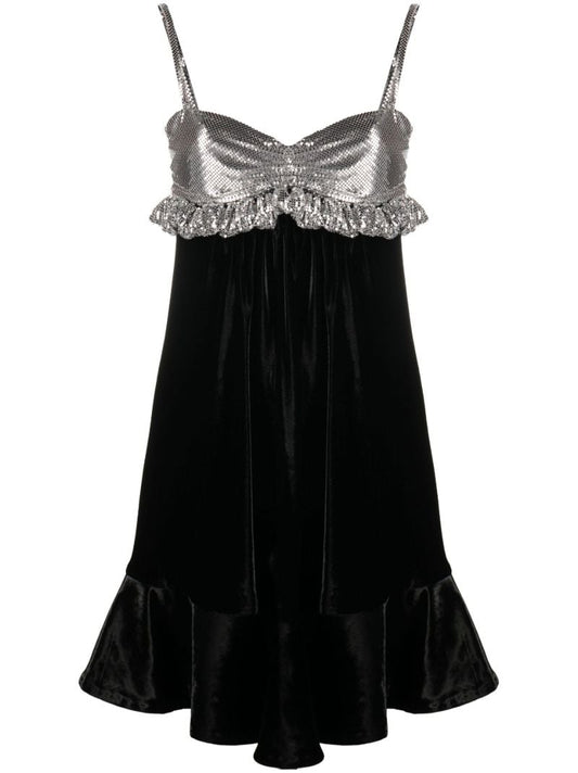 Black Embellished Velvet Mini Dress