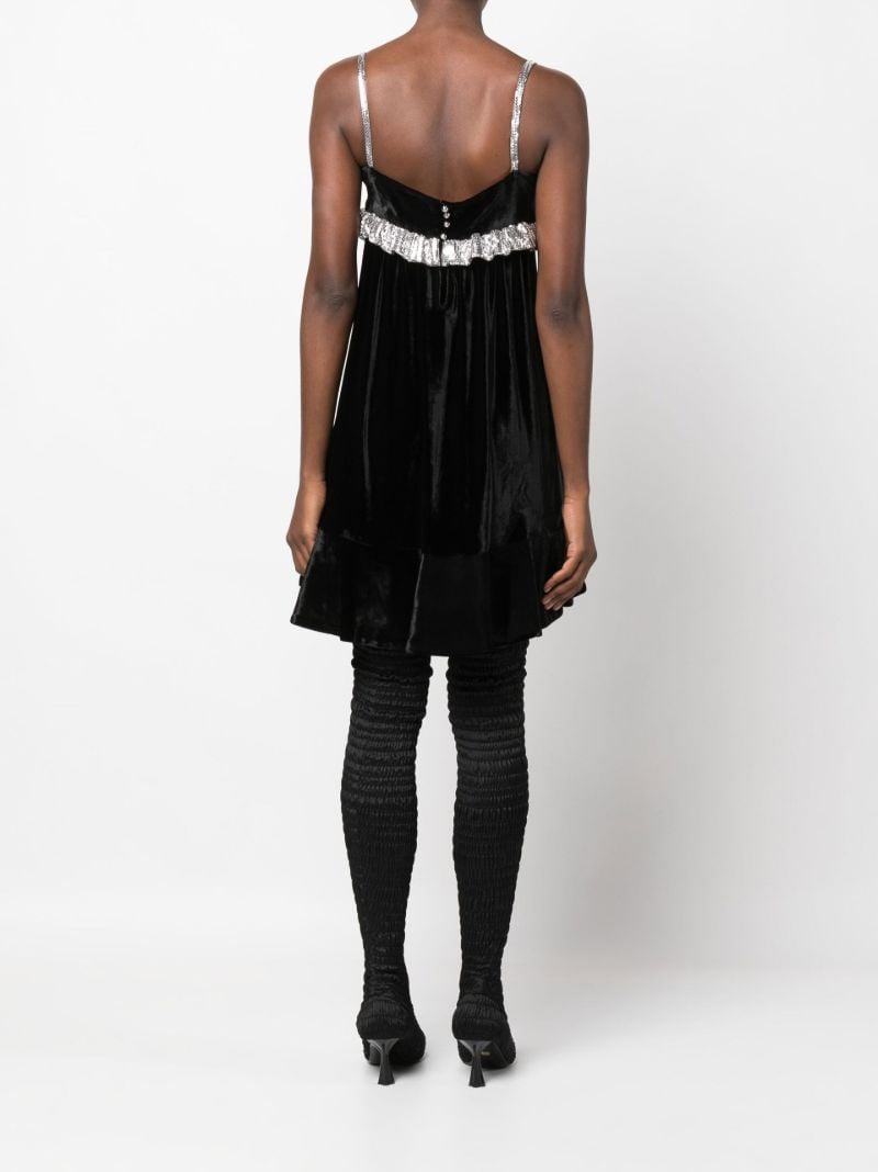 Black Embellished Velvet Mini Dress