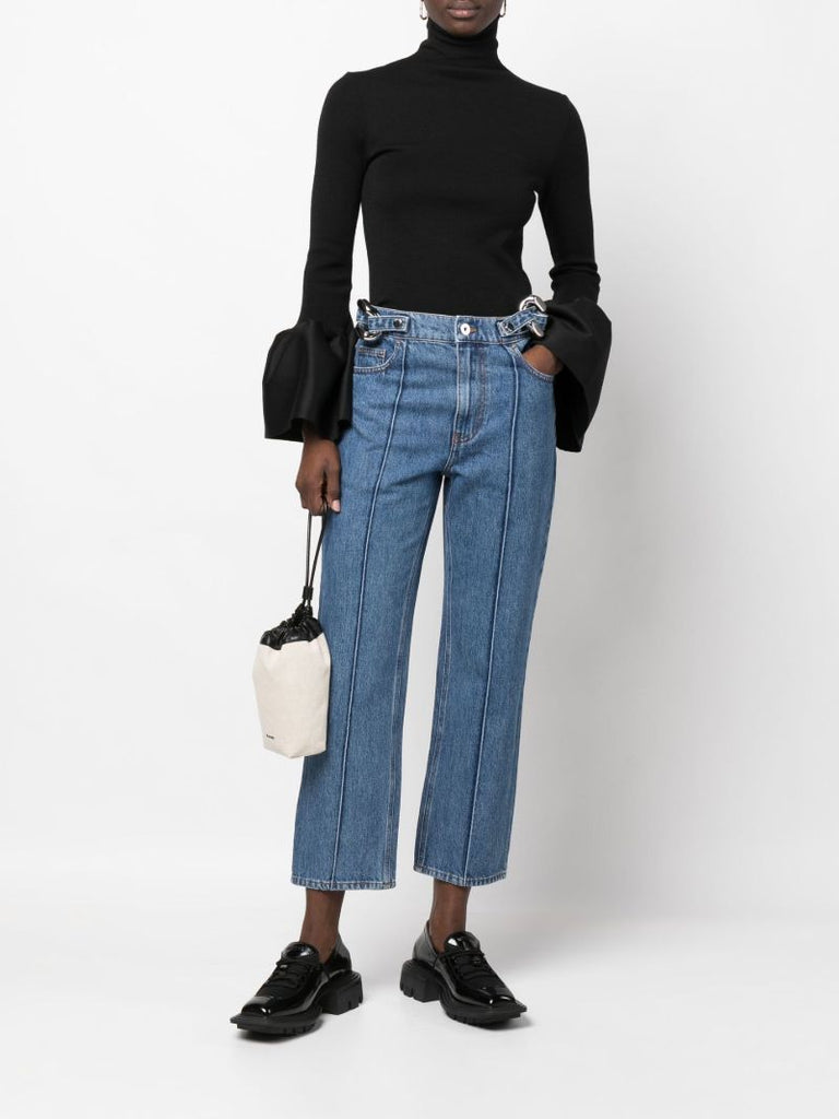 Blue Chain Link Straight Leg Jeans