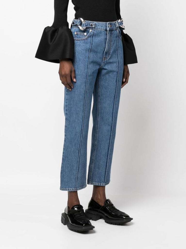 Blue Chain Link Straight Leg Jeans