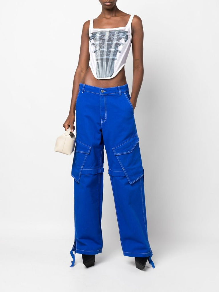 White Column Print Corset Top