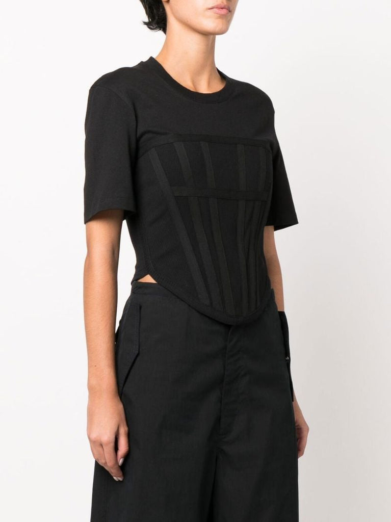 Black Corset Cotton T-shirt