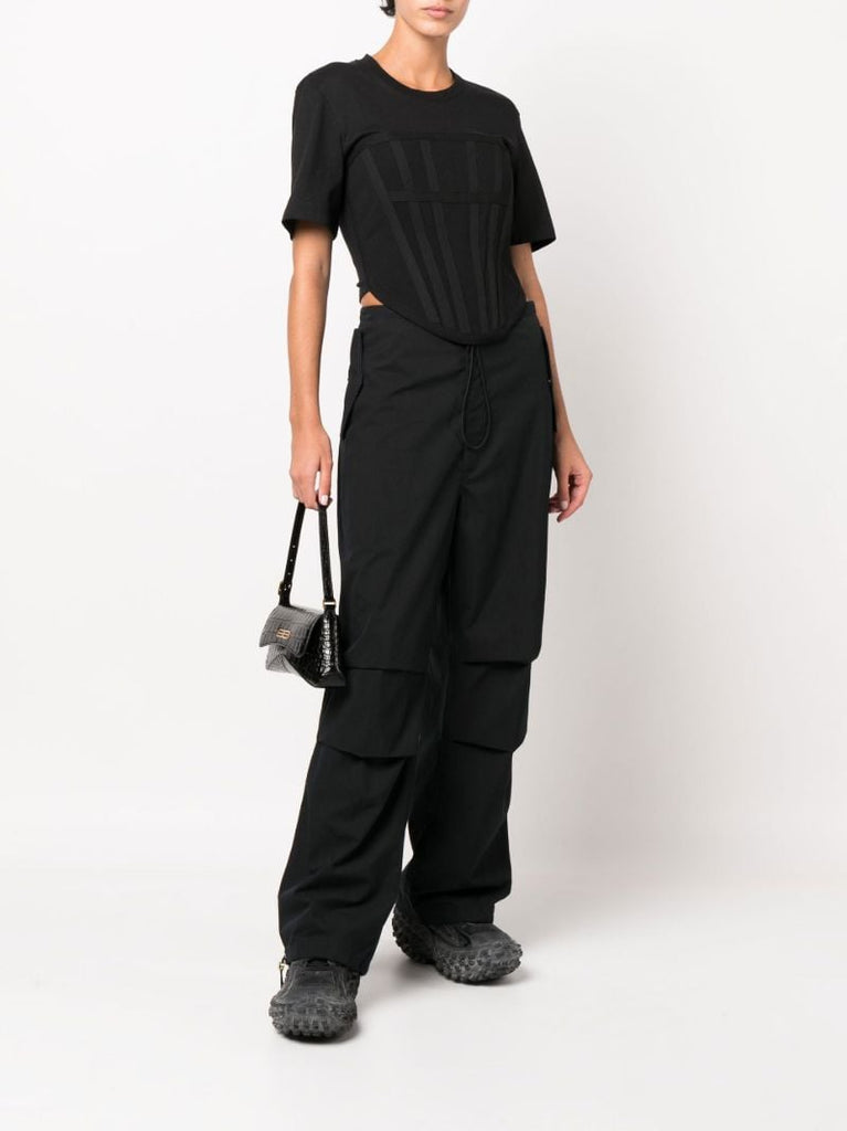 Black Corset Cotton T-shirt