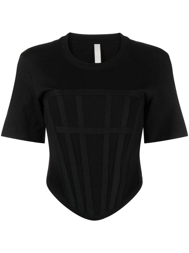 Black Corset Cotton T-shirt