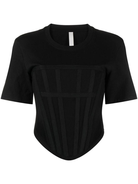 Black Corset Cotton T-shirt