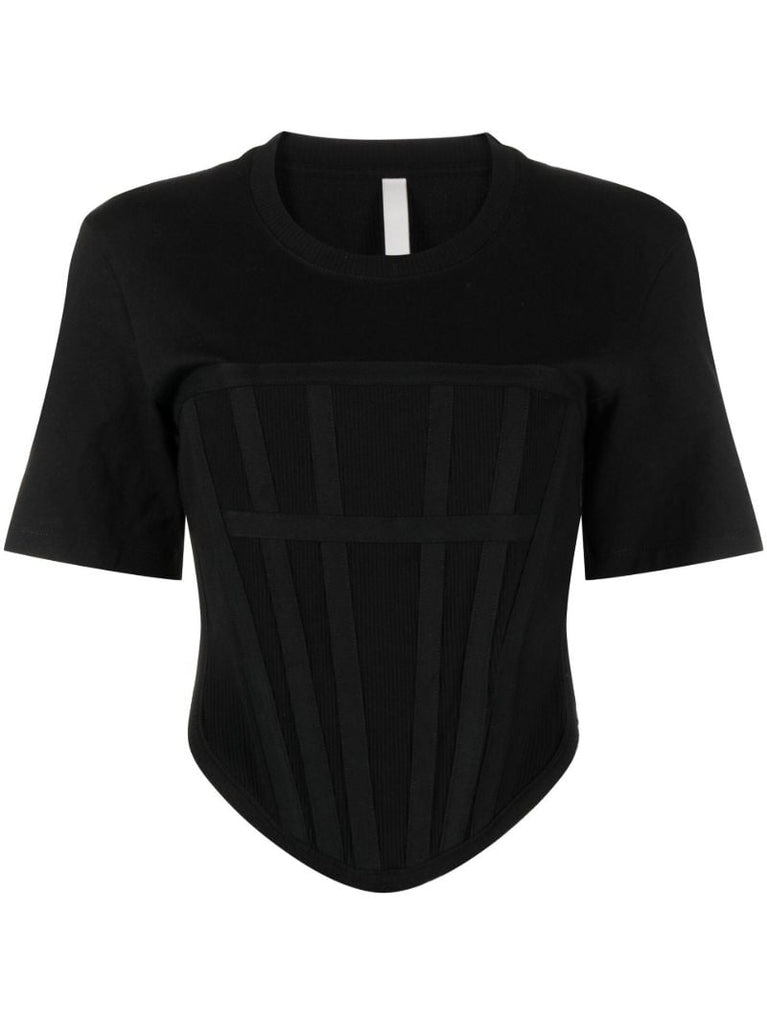 Black Corset Cotton T-shirt