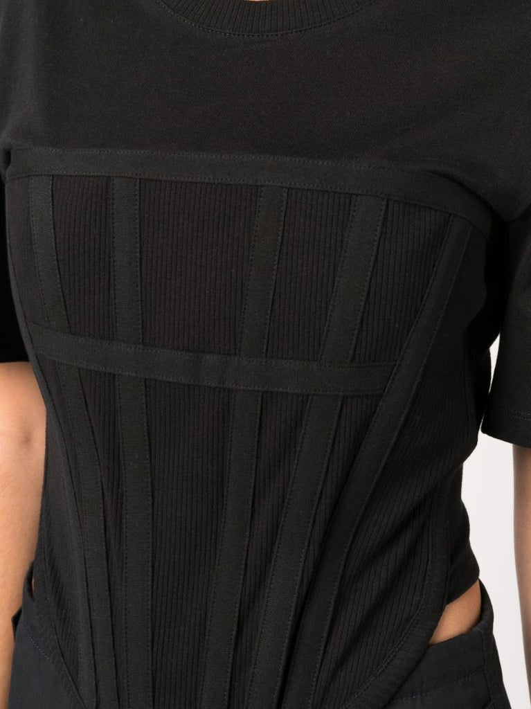 Black Corset Cotton T-shirt