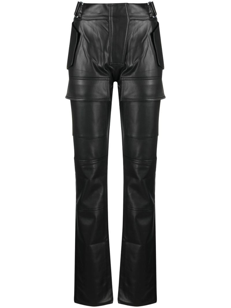 Black Moto Vegan Leather Straight Leg Trousers