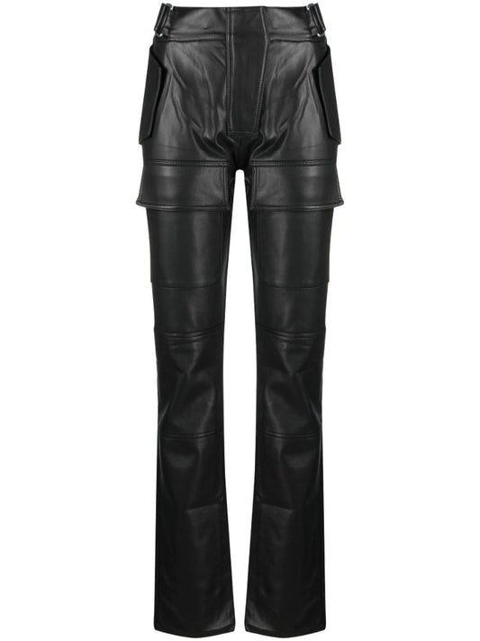 Black Moto Vegan Leather Straight Leg Trousers