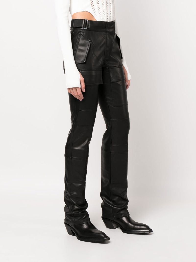 Black Moto Vegan Leather Straight Leg Trousers