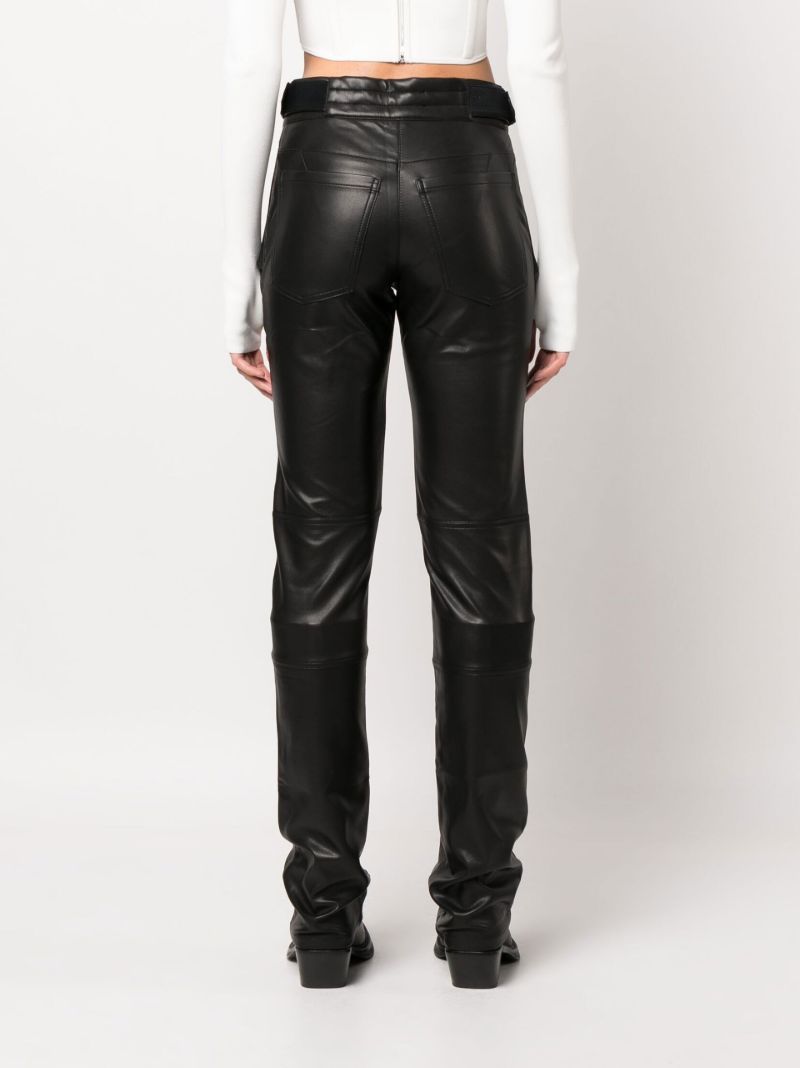 Black Moto Vegan Leather Straight Leg Trousers