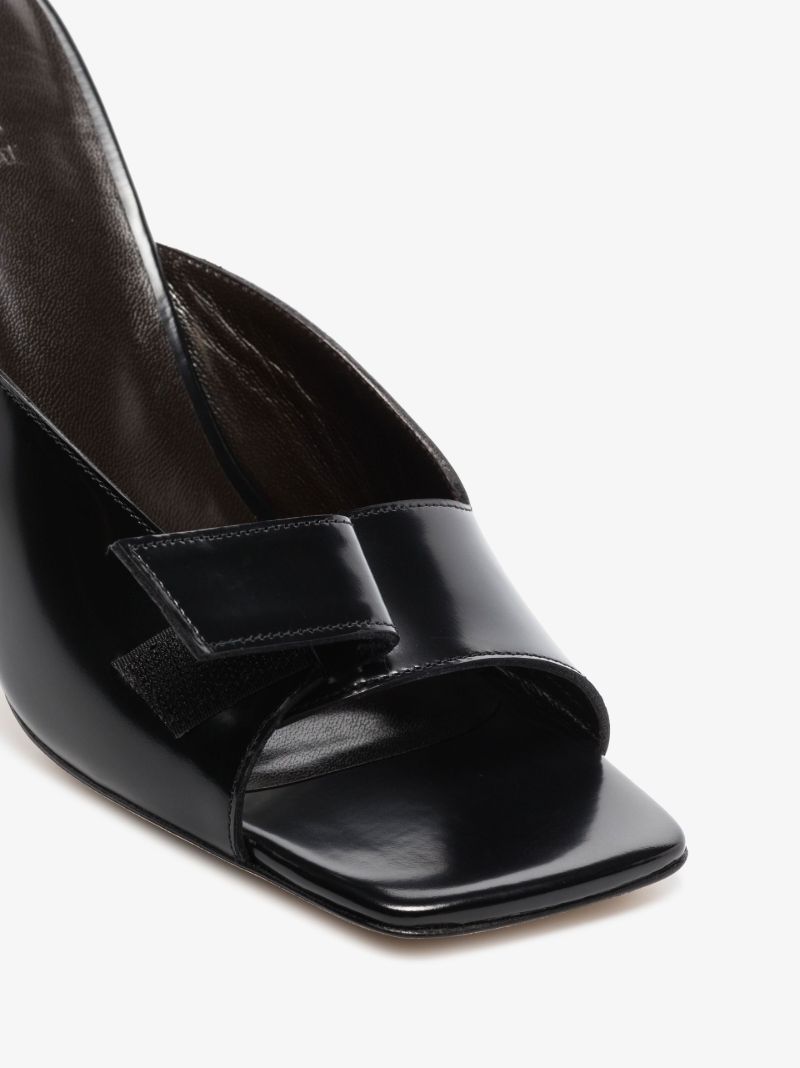 Black Olivia 105 Open Toe Leather Mules